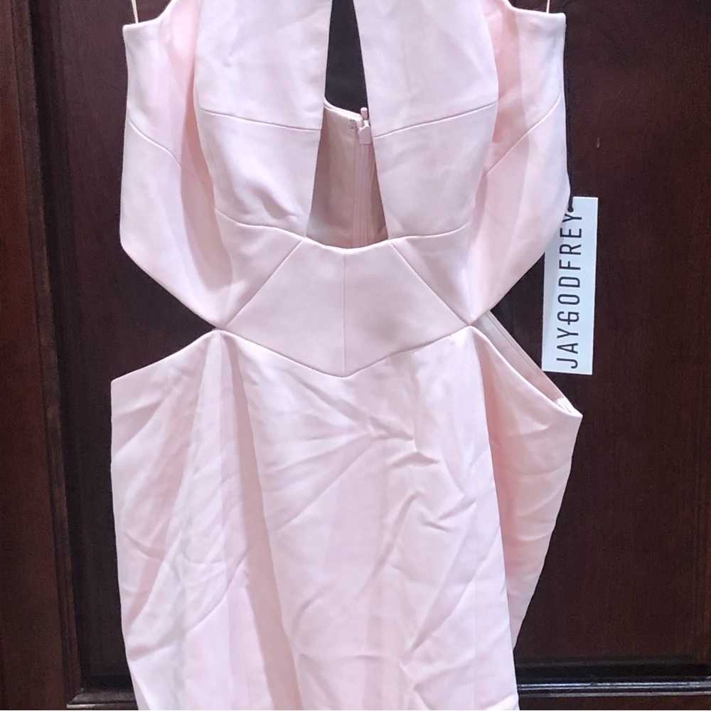 NWT Jay Godfrey Blush Pink Cutout Bodycon Keyhole Mini Dress Sz 2 - Picture 6 of 14